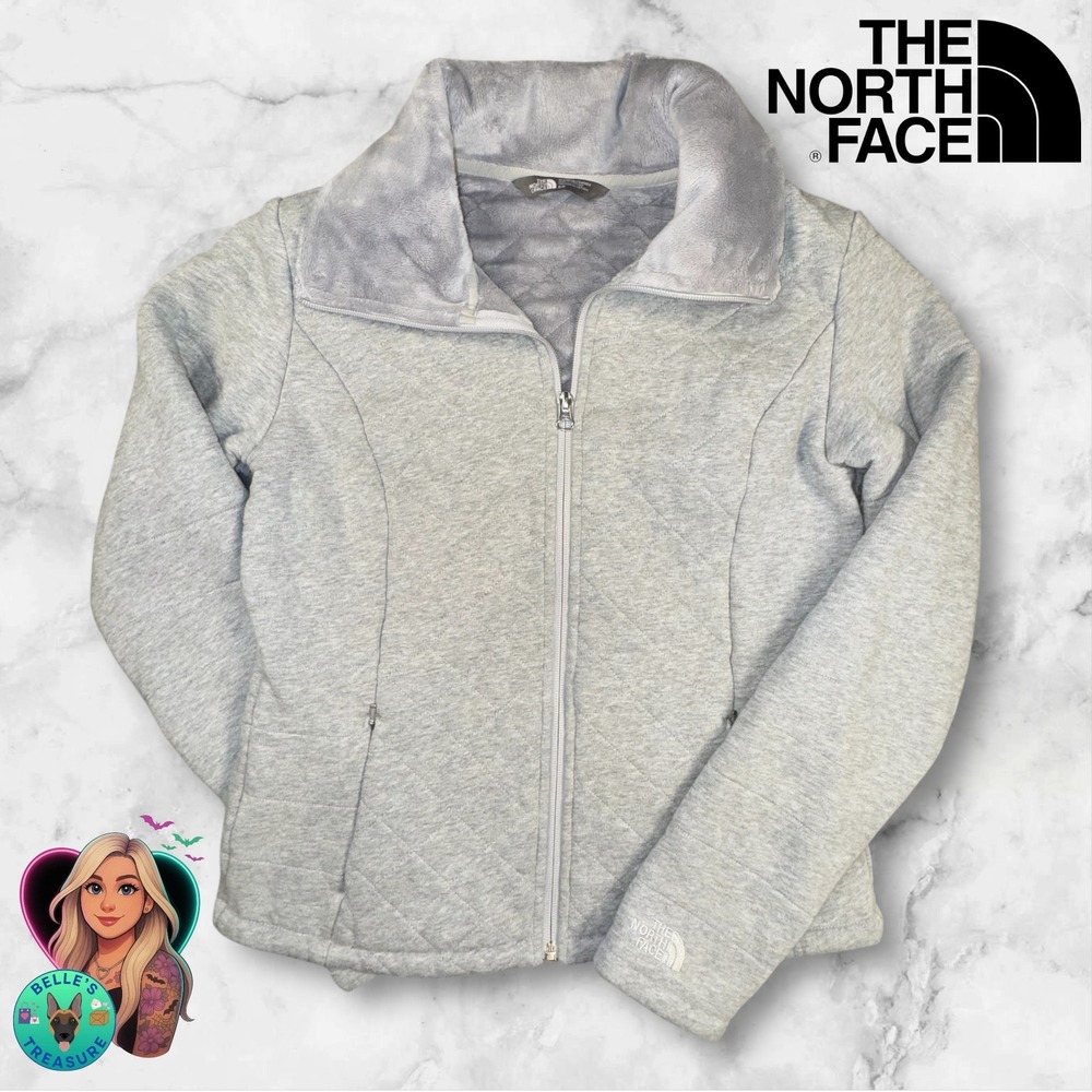 The North Face Womens Small Carolina Quilted Soft Plush Lined Zip Up Jacket Gray